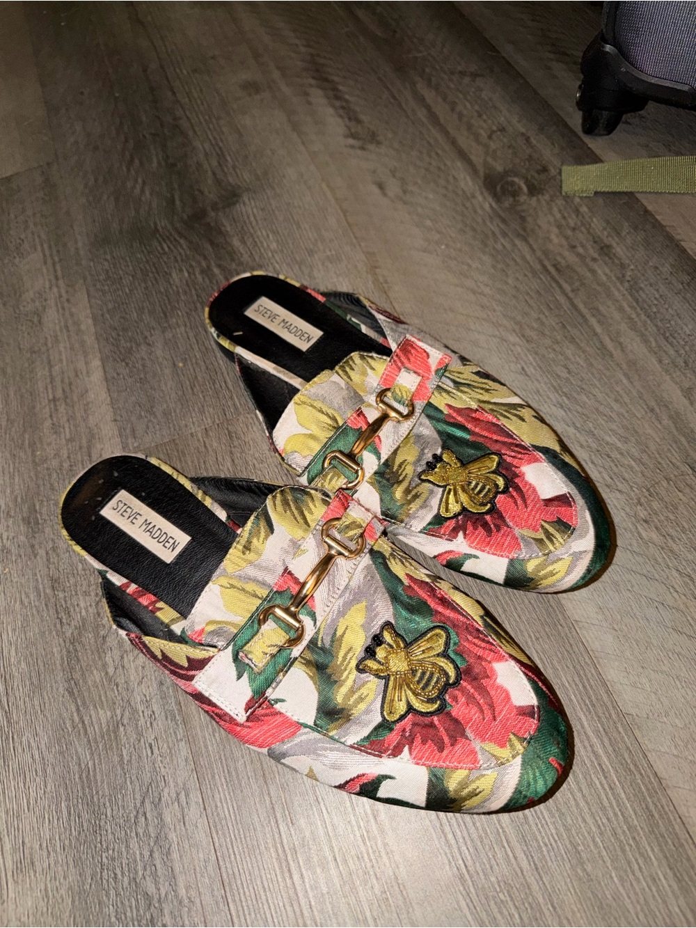 Steve Madden Floral Embroidered Backless Mules in Red, Green, Yellow